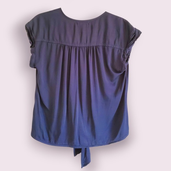 Cloth & Stone Womens Medium Blue Tie Front Button Down Sleeveless Blouse - Picture 2 of 4